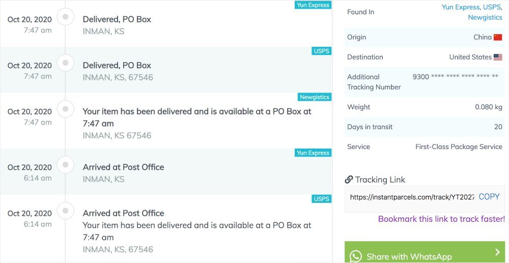 YunExpress Tracking events YunExpress Tracking events
